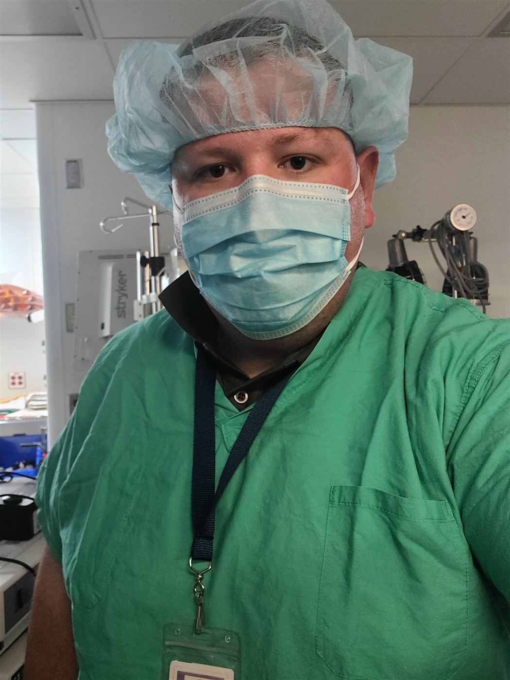 Mark in scrubs in a hospital operating room